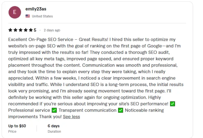 Fiverr Best SEO Website Results 